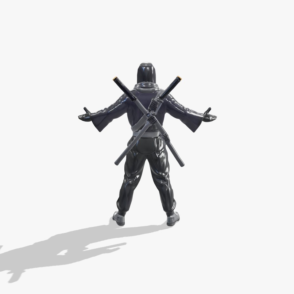 Stealthy Ninja Warrior D Character Model with Dual Swords